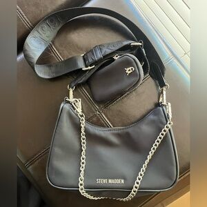 Steve Madden Black Shoulder Bag with Chain